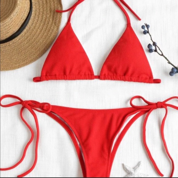 Zaful Other - Zaful red triangle ribbed bikini